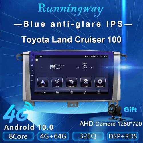 Runningway Android 10.0 5G Car DVD For Toyota Land Cruiser LC 100 2002-2007 4G+64G Car Radio Multimedia Player Navigation GPS
