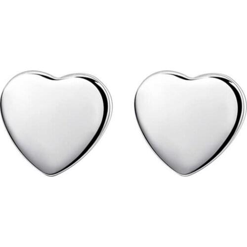 BABYLLNT 925 Silver Smooth Heart Stud Earrings For Woman Wedding Engagement Fashion Party Charm Jewelry Gift