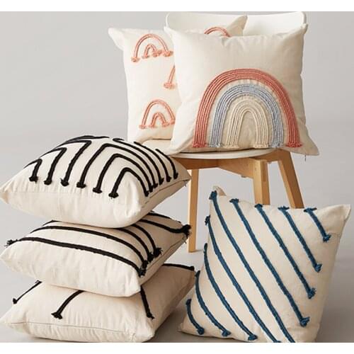 Nordic Tufted Throw Pillow Case Canvas Square Pillow Cases Decorative Cushion Pillow Covers for Sofa Couch Bed Home Decoration