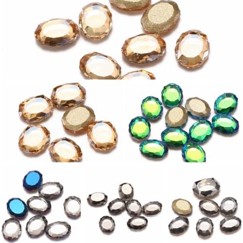 Nail Rhinestones 5pcs Oval Design Glass Rhinestone For Nail Art Decorations Flatback Nail Stickers DIY Craft Art Stones