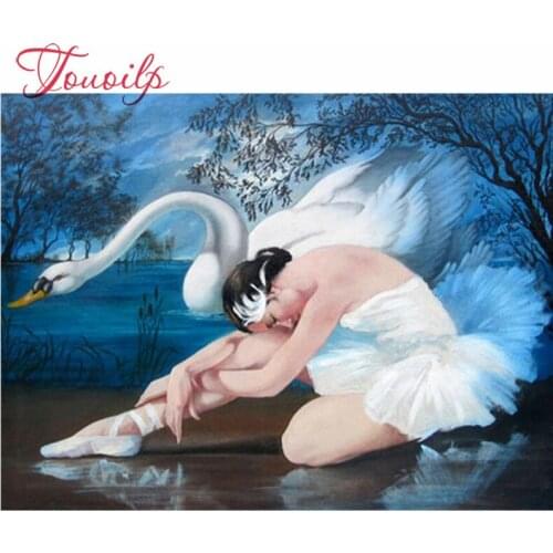 Touoilp Diamond Embroidery Dancing Women Diy 5d Diamonds Painting Cross Stitch Ballerina Girl Diamond Mosaic Swan Handmade