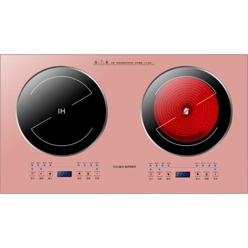 2200W Stove Embedded Dual-cooker Cooktop Electric Ceramic Cooker Induction Cooker Double-head Induction Cooker Free Shipping