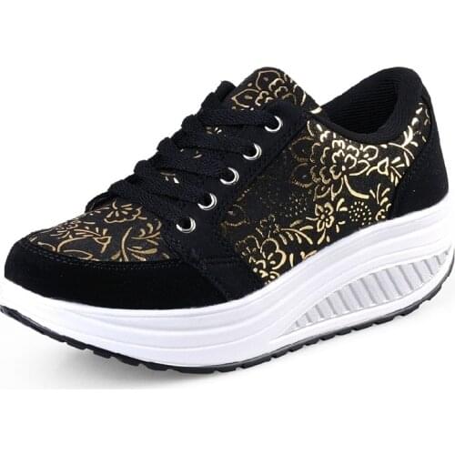Women Toning Shoes Wedge Slimming Fitness Swing Shoes Female Platform Height Increasing Breathable Sports Sneakers Eu35-42
