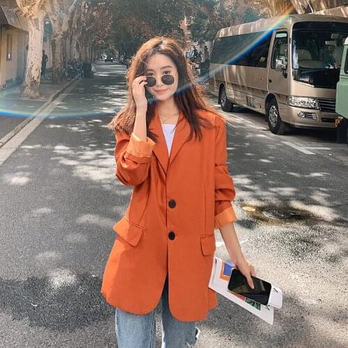 2021 New Trend Small Suit Jacket Female Spring Fall Temperament Casual Solid Color Korean Blazer Women Single Breasted Coat M641