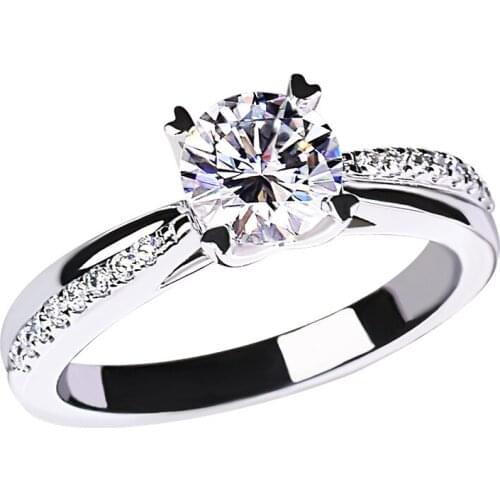 Love Four-claw Carat Diamond Real 925 Sterling Silver Rings Women Engagement Wedding Party Luxury Elegant Gift for Girlfriend