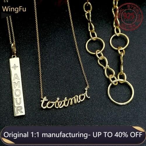 S925 sterling silver gold letter brand pendant necklace women chain o ring necklace fashion luxury brand monaco jewelry gift