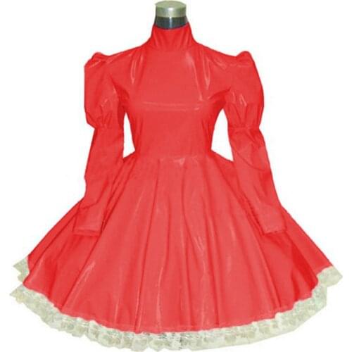 Punk PVC Tailor-made Sexy Sissy Dress Cosplay Fancy Lolita Maid Dresses Clubwear Long Sleeve Gothic Costumes Uniform Custom