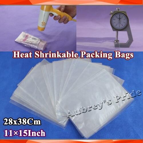 100Pcs 11x15inch (28x38cm) Soft Transparent Blow Molding PVC Heat Shrinkable Bags Film Wrap Packaging Wrap Materials
