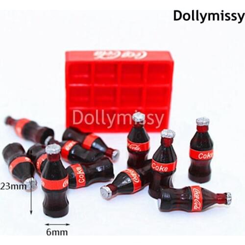 12pcs/dozen 1/12 Dollhouse Miniature food Mini Coke Drink Doll Play Kitchen Toys for blyth, ob11 Accessories