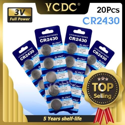 20x 3V Lithium Button/Coin Cell Battery CR2430 ECR2430 KL2430 KCR2430 BR2430 3V Button Coin Cell Battery Bulk 20 PCS Lot