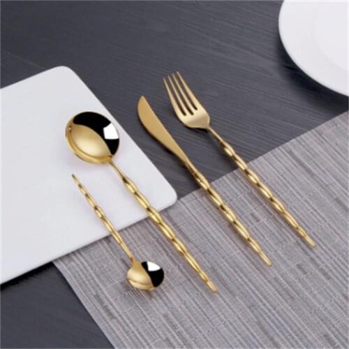 304Stainless Steel Western Food Tableware Household Spiral Long Handle Steak Knife Fork Mushroom Soup Spoon Kitchen Tableware
