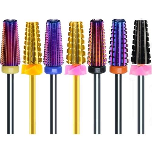 5PCS/Bag 5 IN 1Tapered Carbide Nail Drill Bits With Cut Drills Carbide Milling Cutter For Manicure Remove Gel Nails Accessorie