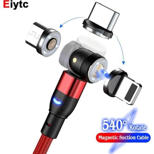 540 Rotate Magnetic Type C Micro USB Cable 3A Fast Charging Magnet Data Cord For iPhone 12 Pro Xiaomi Mobile Phone Charger Cable