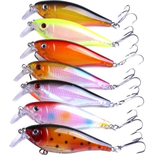 7pcs Laser Minnow Fishing Lure 9CM 13.5G Pesca Hooks fish Wobblers Tackle Crankbait Artificial Japan Hard Bait Swimbait