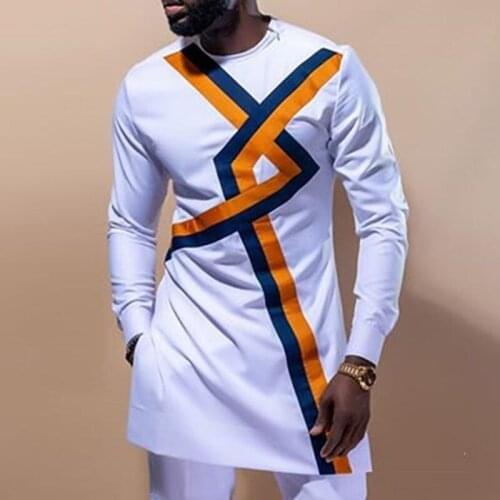 African Man Fashion Clothes White Long Sleeve T-shirt For Men Autumn Winter Casual Slim Fit Plus Size Africa Male Dashiki Tshirt