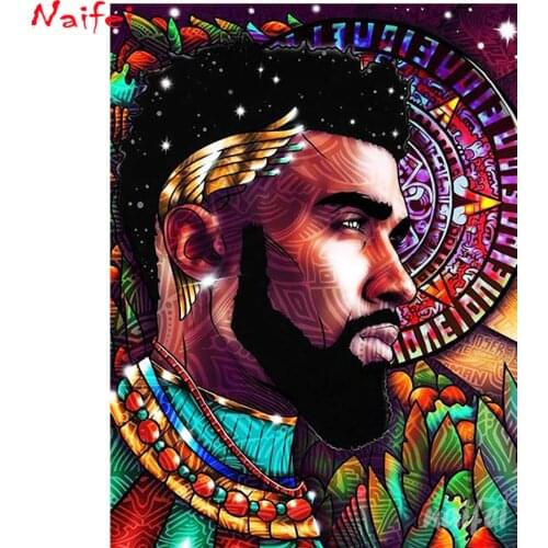 5D Diamond Painting Exotic Men by Number Kits for Adults,African people Paint with Diamond Full Drill Art Crystal DIY Embroidery
