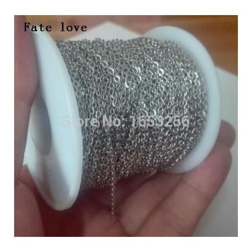Fate Love Wholesale Price 50meter/ Roll 2mm wide Stainless Steel Flattened Link Chain Jewelry Finding /Marking Chain soldering