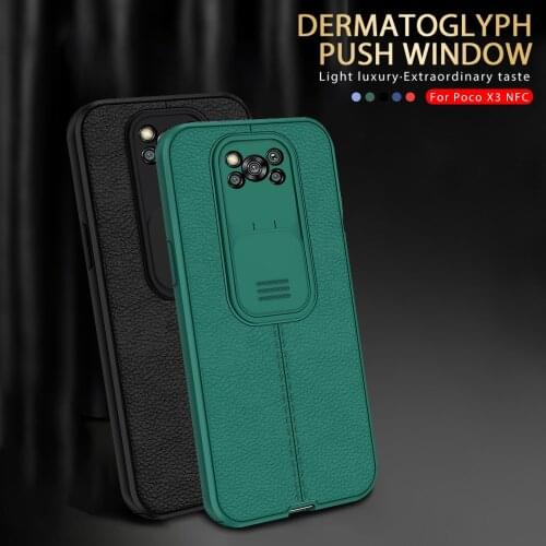Poco x3 pro Case Lychee Pattern Soft Silicon Shockproof Coque For Xiaomi Mi poco x3 pro X 3 NFC Push Window Camera Protect Shell