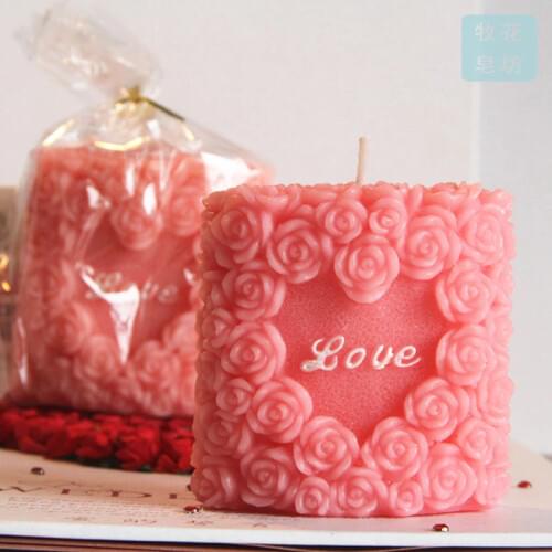 Flower Cylinder Candle Mold Rose Heart Soap Candle Making Silicone Mold Handmade Wedding Gift Decoration Tool
