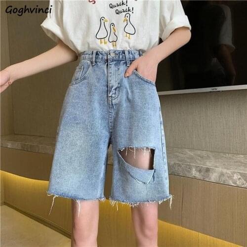 Jeans Women Hole Summer Design Cool Streetwear Harajuku High Waist Loose Casual College Popular Basic Fashion Trousers Ins Chic