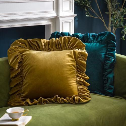 France Solid Velvet Pillow Case Cushion Cover Cojines Decorativos Para Sofa Festival Rural Throw Pillows Edge Noble Cushions