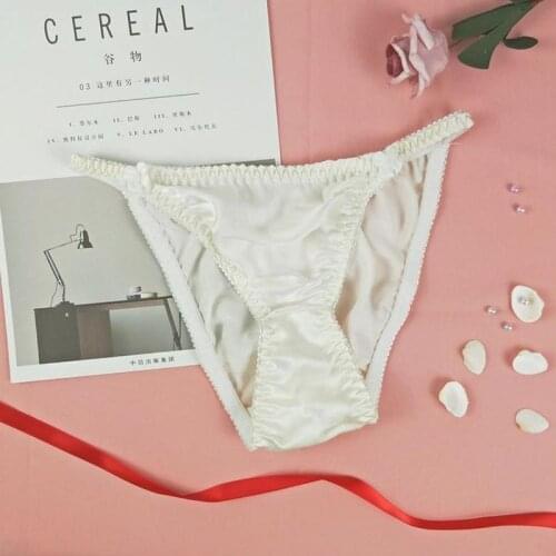 100% Mulberry Silk Smooth Soft Sexy Panties Underwear Woman Elastic Waistband Lingerie Low Waist Pure Color Briefs Underpants