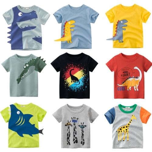 Baby Boy Summer T-Shirts Kids Toddler Children Cartoon Animals Shark Dinosaur Print Cotton Tee Tops Clothes
