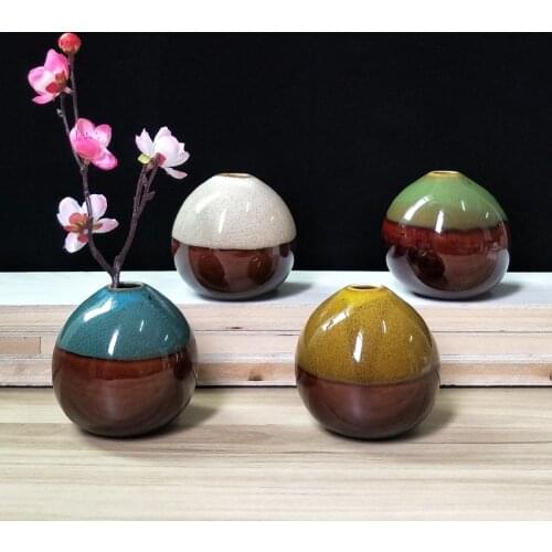 Ceramic Crafts Creative Ceramic Vase Kiln Changed Hydroponic Home Furnishing Ornaments Round Spherical Pots for Plants