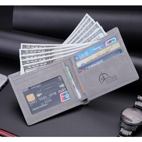Wallet mens short thin retro student leisure business wallet horizontal wallet fashion personality soft leather wallet youth