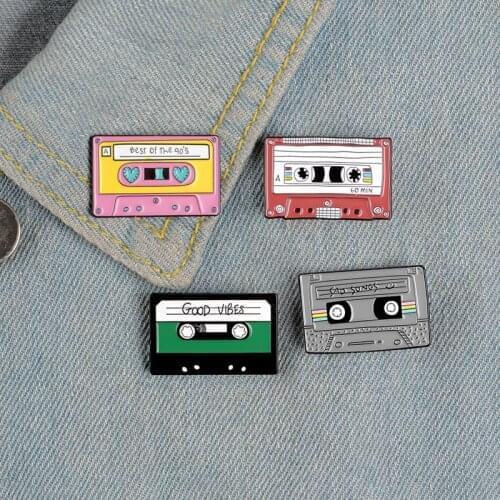 Best for the 90s Series Collar Badge Pin Cartoon Tape Alloy Brooch Friendship Christmas gift Enamel Music cd Brooches