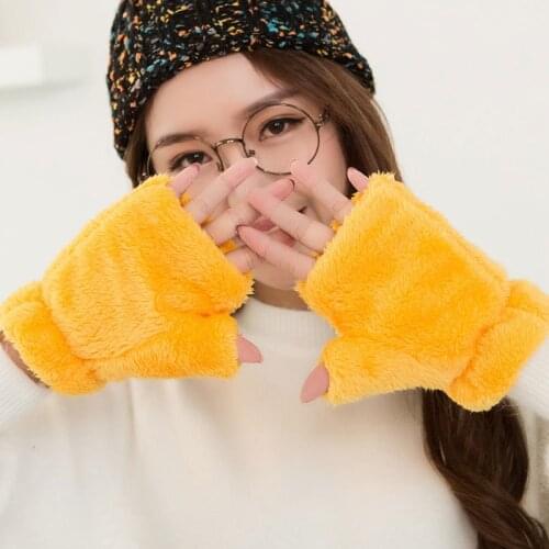 Fashion Women Thick Warm Ladies Winter Knitted Gloves Womens Accessories Half-finger gloves playing computer gloves in winter