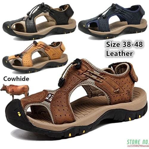 Male Shoes Genuine Leather Men Sandals Summer Men Shoes Beach Fashion Outdoor Casual Non-slip Sneakers Footwear Size 48