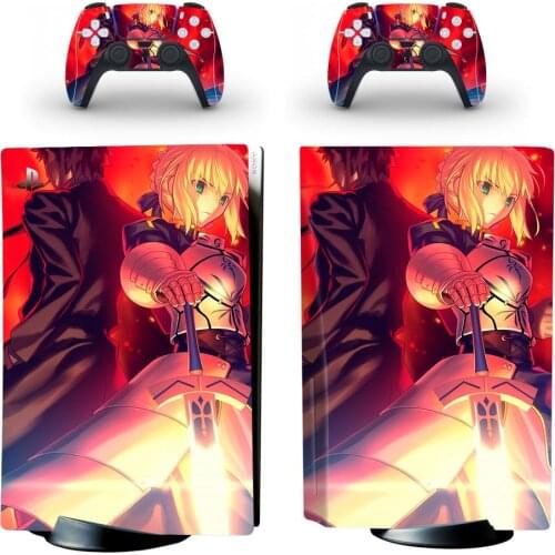 Fate Saber PS5 Standard Disc Edition Skin Sticker Decal Cover for PlayStation 5 Console & Controller PS5 Skin Sticker Vinyl