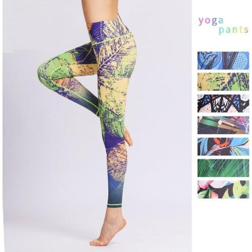 Newest Women Yoga Pant Printed Sport Leggings Stretched Fitness Pant Workout Running Tight Leggings Sport Women Fitness Trousers