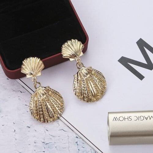 2020 New Fashion Shell Metal Dangel Earrings Hyperbole Geometric Fairy Cute Earings for Women Girls Jewelry Party
