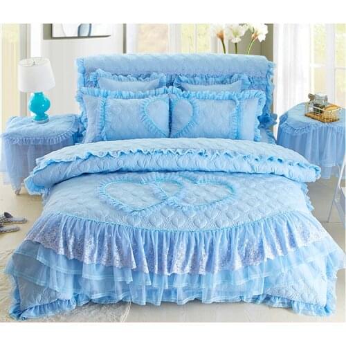 Korean bedspreads Princess bed skirt 1.8 m four piece of lace bedspreads multi-piece sets of wedding bedding D-80