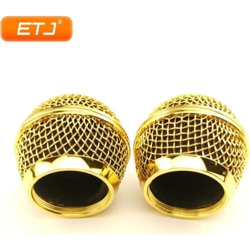 2pcs Microphone Ball Mesh Grille Beta58 SM 58 Microphone Accessories Ball Head Replacement Accessory Electroplating Gold Color