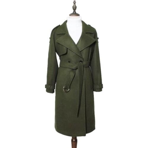 Army Greenlong wool coat women overcoat woman loose coats casaco feminino abrigos mujer invierno jaqueta feminina manteau femme