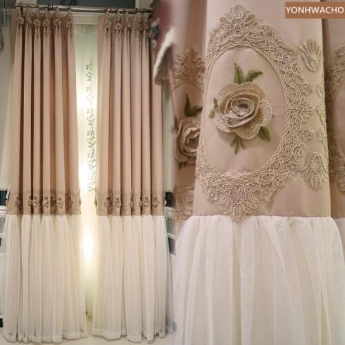 Custom curtain Noble elegant fantasy princess wind princess modern warm pink cloth blackout curtain tulle panel C259