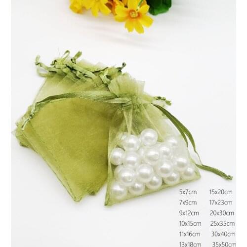 Army Green Organza Bag Drawstring Pouch Bag Jewelry Box Gift For Earring/Necklace/Ring/Jewelry Display Packaging Bags Organizer