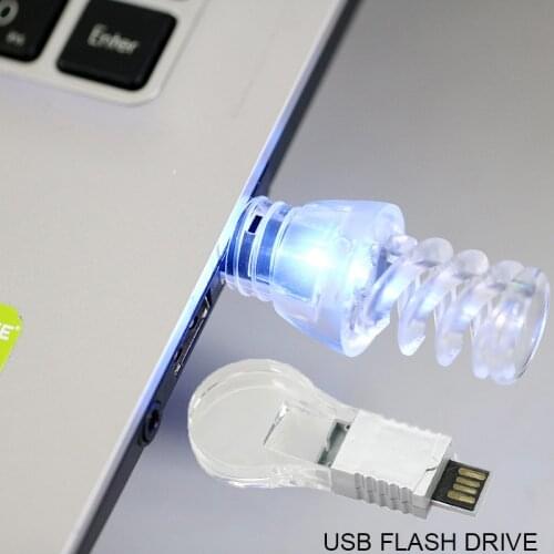 Light Bulb Shaped USB Flash Drive LED Pen Drive Flash Card Gift 4GB 8GB 16GB 32GB PenDrive USB Stick USB 2.0 Stick USB Drive