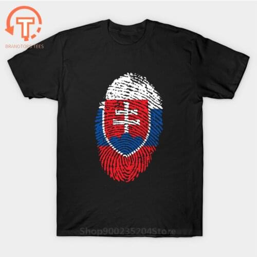 SVK Nation T-shirt Slovakia Flag Fingerprint Tee Striped T Shirt Men Tshirt 100% Cotton Clothing ops Vintage Tatra Mountains