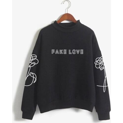 Love Yourself kpop Long Sleeve Sweatshirts Outwear Hip-Hop Female Bangtan Boys Album Fake Love Turtleneck Vogue K-Pop Clothes