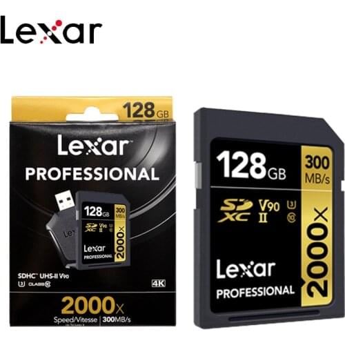 Lexar Professional 2000x SDHC SDXC UHS-II SD Cards Up to 300MB/s Class 10 U3 V90 128GB 64GB 32GB 1080p Full-HD 3D 4K SD Card