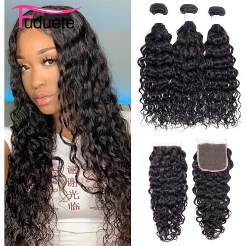 Water Wave Bundles With Closure Malaysian Hair 4x4/5x5/6x6 Closure And Bundles Natural Hair Extensions Huamn Hair Remy Fuduete