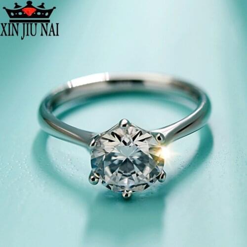 High Counterfeiting Moissanite diamond Fine Jewelry Dazzling Zircon Stainless Steel Concise Wedding Bride Rings For Women Gifts