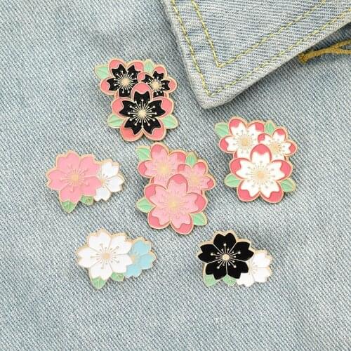 XEDZ Creative Fashion Sakura Enamel Pin Two color Beautiful Personality Flower Brooch Clothes Jewelry Gift For Women