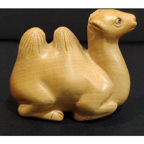 Y7327 - 2" Hand Carved Japanese Boxwood Netsuke - Camel