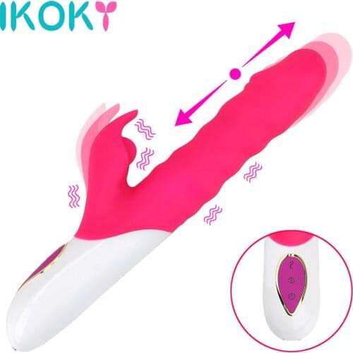 Female Masturbation Rabbit Vibrator Telescopic G spot Dildo Vibrator Female Masturbation Sex Toys for woman Silicone