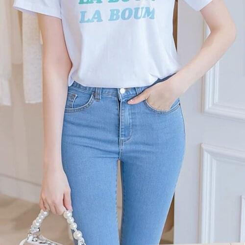 Vintage Denim Pencil Pants Women High Waist Stretch Skinny Jean Ladies Summer Casual Elastic Slim Sexy Plus Size Denim Trousers